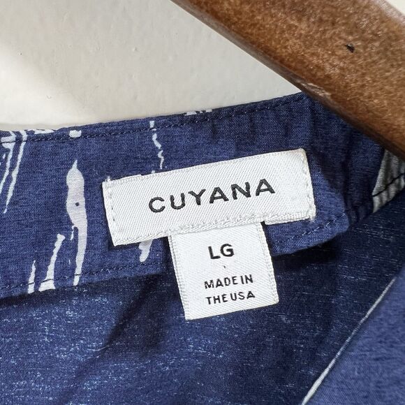 Cuyana Women’s Blouse Size L Blue White Adjustable Lagenlook Artsy Airy Coastal - Picture 3 of 8